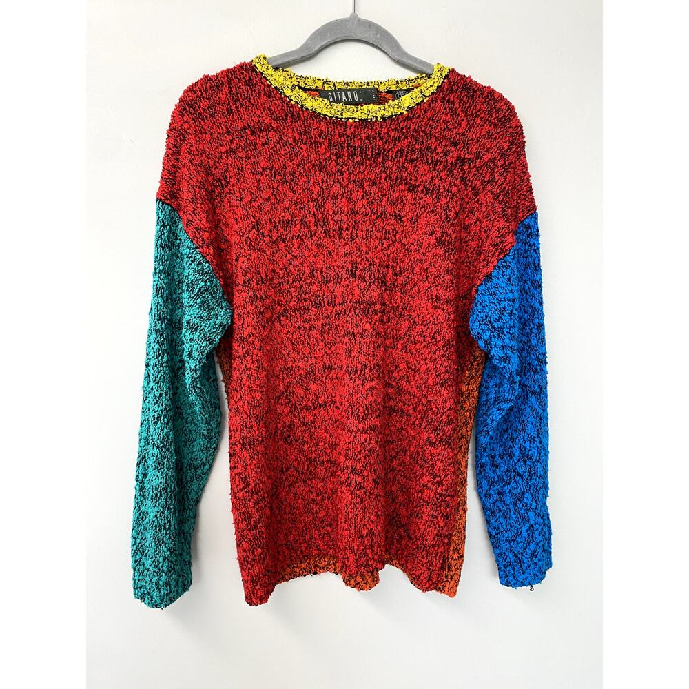 Gitano Colorful Knit Sweater - Red, Teal, Blue